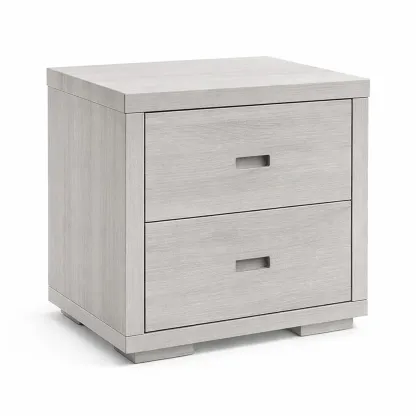 Table de chevet en bois gris avec 2 tiroirs-SOFINIO