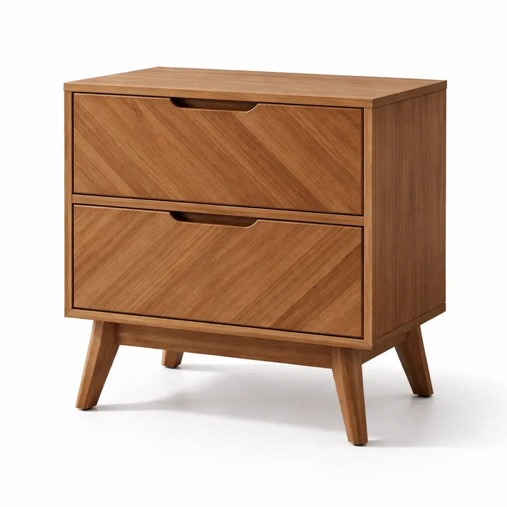 Table de chevet en bois avec deux tiroirs-SOFINIO