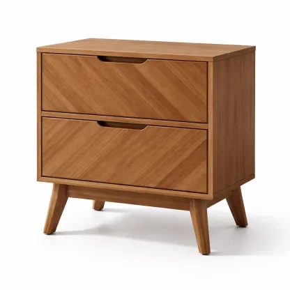 Table de chevet en bois avec deux tiroirs-SOFINIO