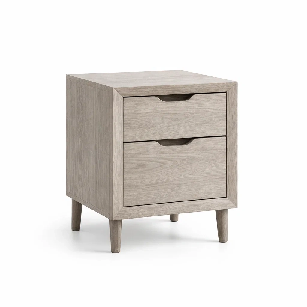 Table de chevet en bois 2 tiroirs gris 50x40x35 cm-SOFINIO