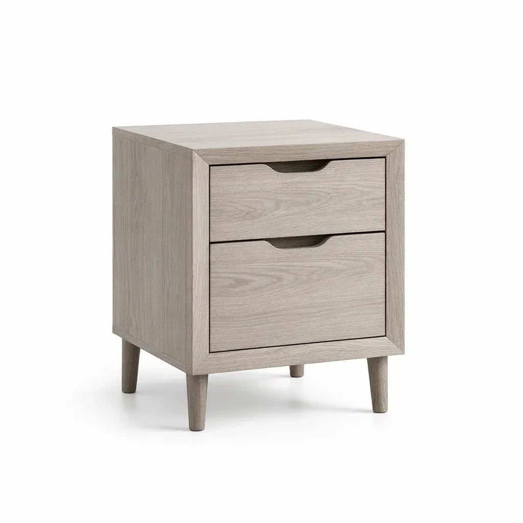 Table de chevet en bois 2 tiroirs gris 50x40x35 cm-SOFINIO