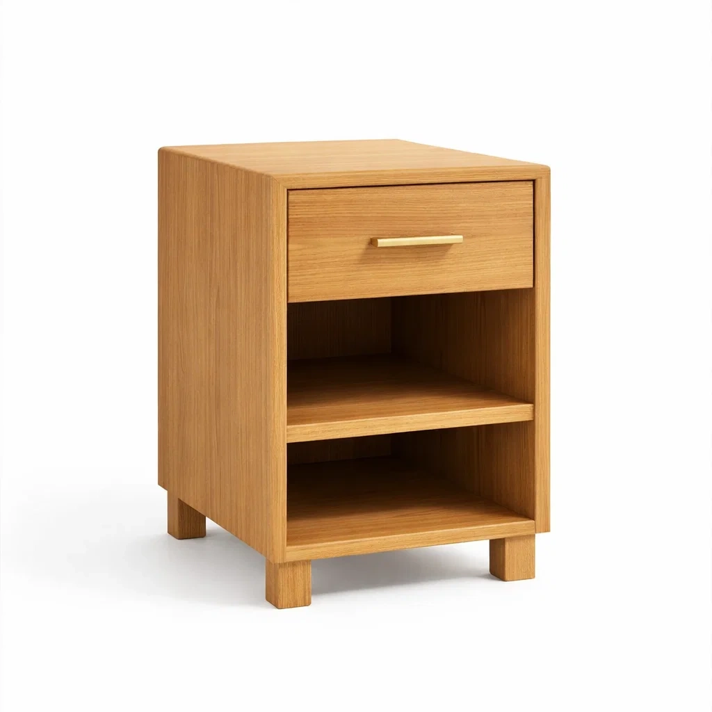 Table de chevet en bois avec tiroir et étagères 40x30x60 cm-SOFINIO