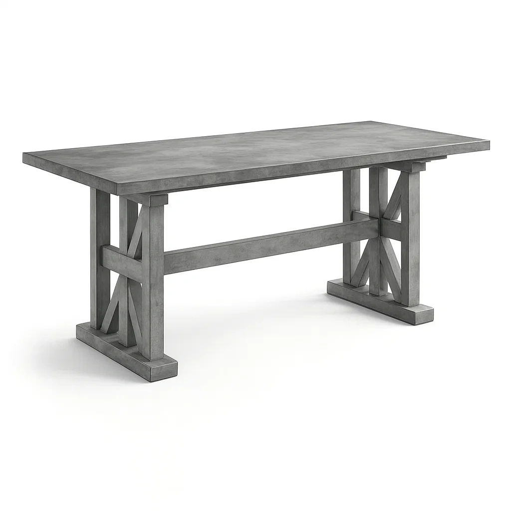 Table en béton rectangulaire 180x90x76 cm gris-SOFINIO