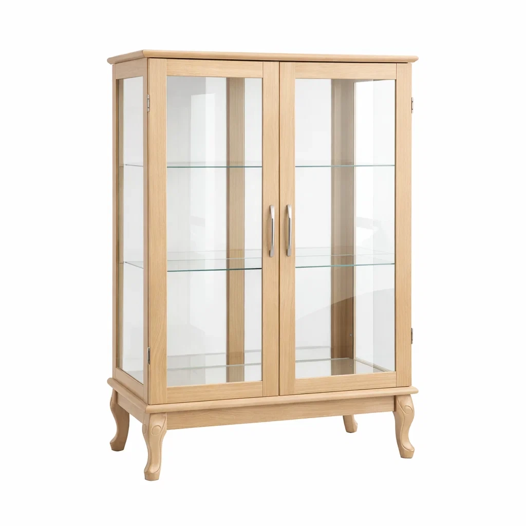 Vitrine en bois et verre trempé 140x90x40 cm-SOFINIO