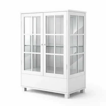 Vitrine en bois et verre trempé 80x40x120 cm blanc-SOFINIO