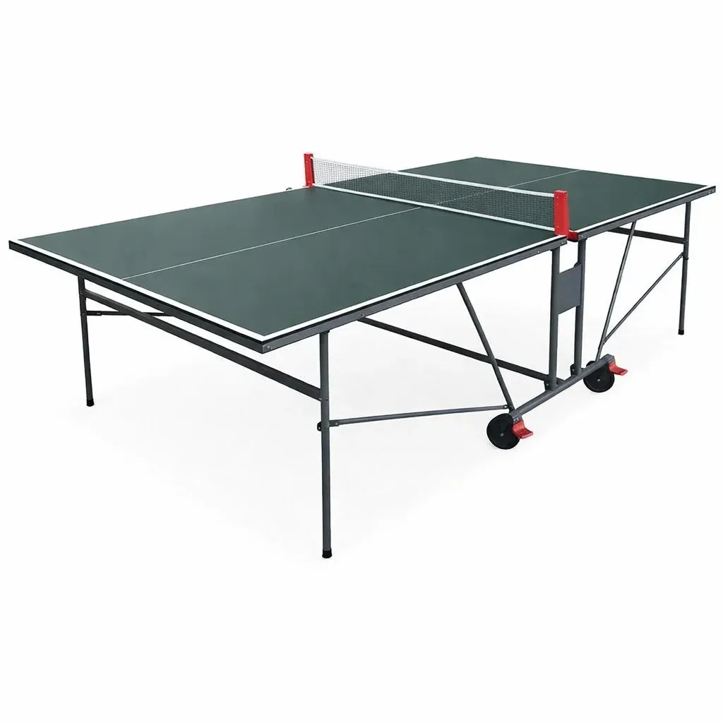 Table de ping-pong pliable avec roulettes et filet en acier et MDF vert-SOFINIO