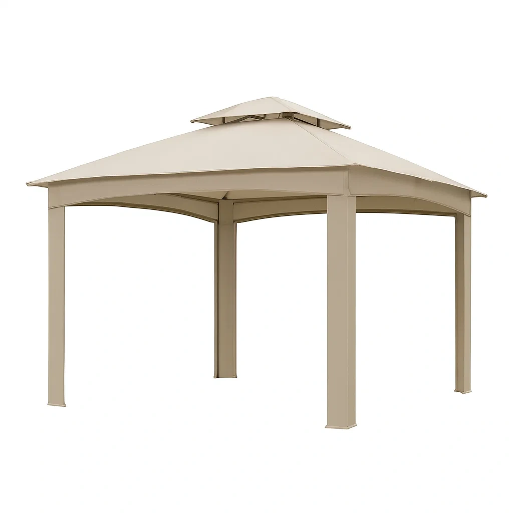 Tonnelle en aluminium beige avec toit en polyester-FURNIGLITZ