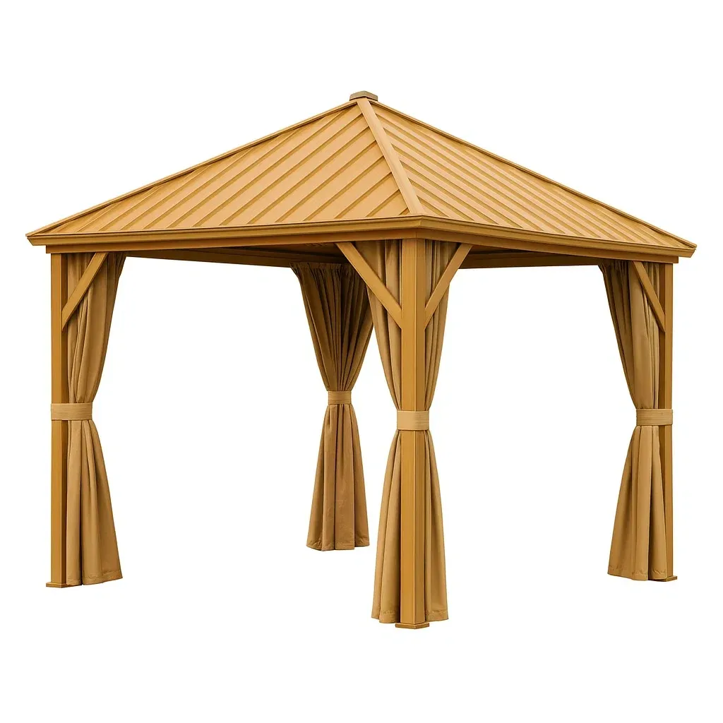 Tonnelle en aluminium et polyester beige 300x300x250 cm-FURNIGLITZ