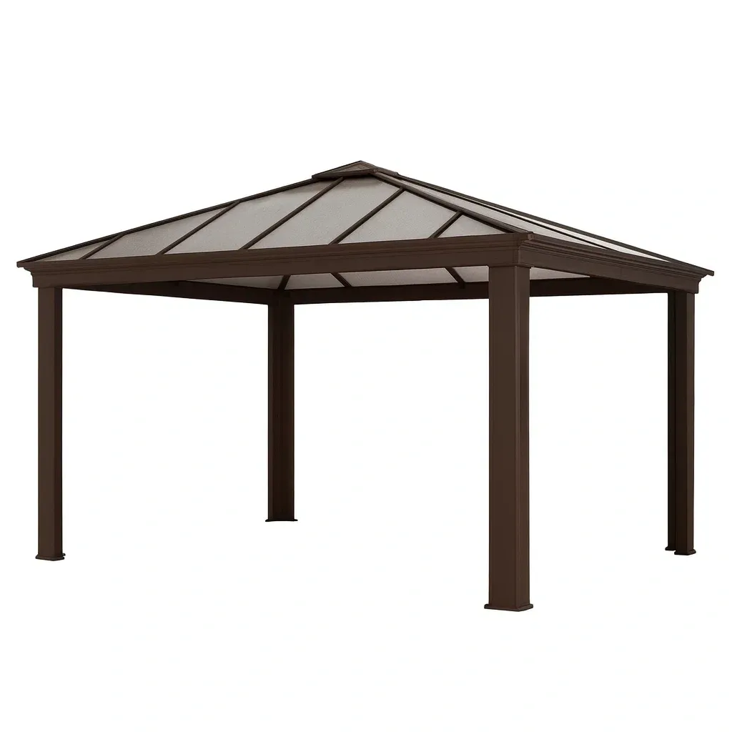 Tonnelle en polycarbonate et aluminium marron-FURNIGLITZ