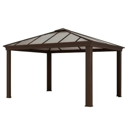 Tonnelle en polycarbonate et aluminium marron-FURNIGLITZ