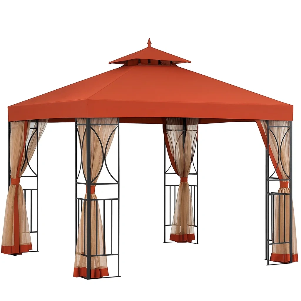 Tonnelle en métal et polyester rouge-FURNIGLITZ