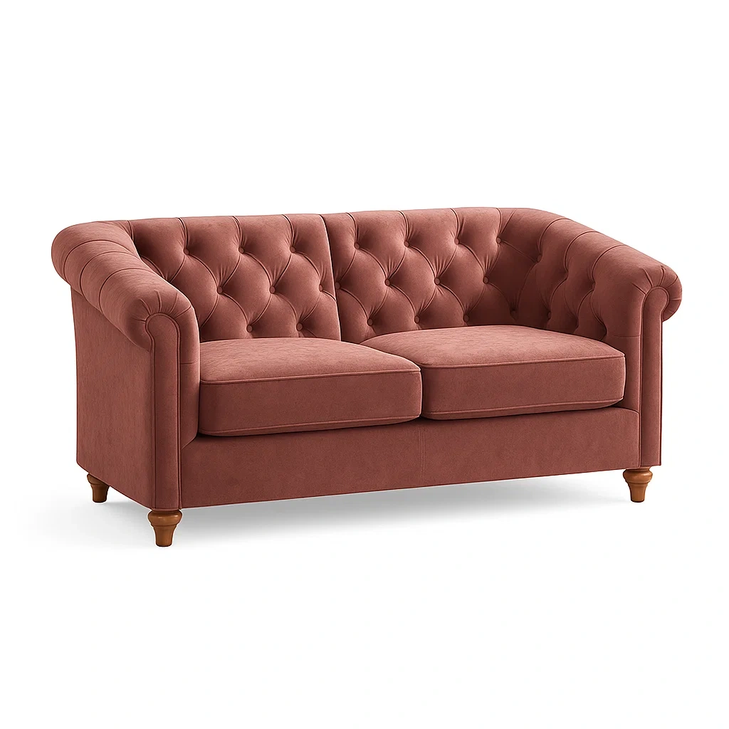 Canapé 2 places velours pieds en bois-FURNIGLITZ