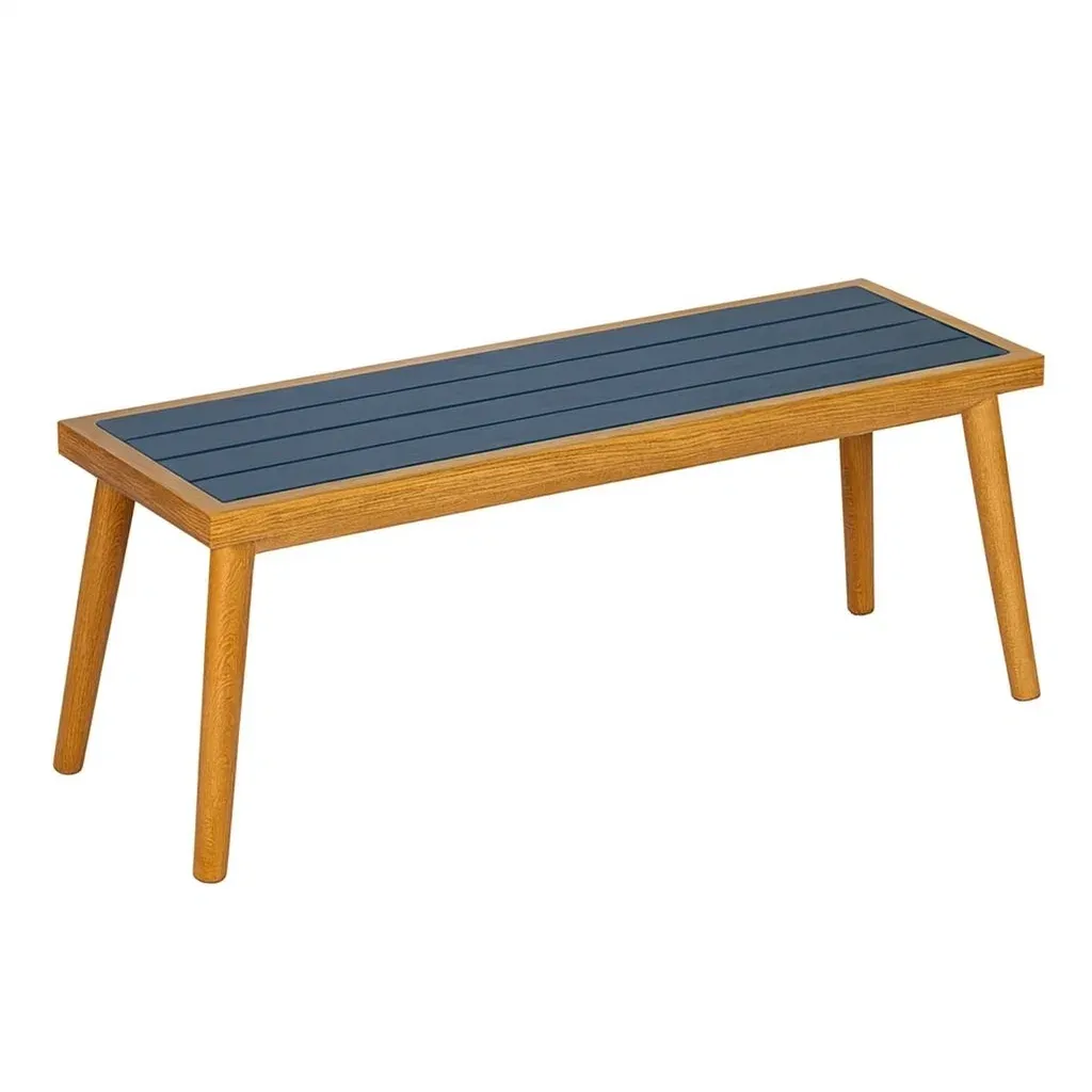 Banc en bois de chêne et résine bleu 120x40x45 cm-FURNIGLITZ