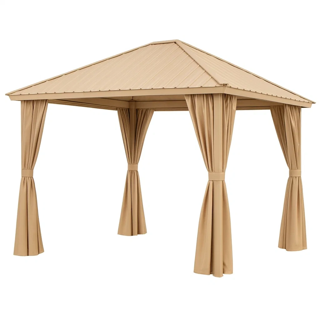 Tonnelle beige en aluminium, acier et polyester-FURNIGLITZ