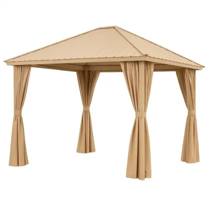 Tonnelle beige en aluminium, acier et polyester-FURNIGLITZ