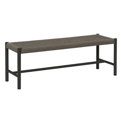 Banc en acier et corde tressée marron-FURNIGLITZ
