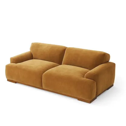 Canapé en velours marron avec structure en bois-FURNIGLITZ