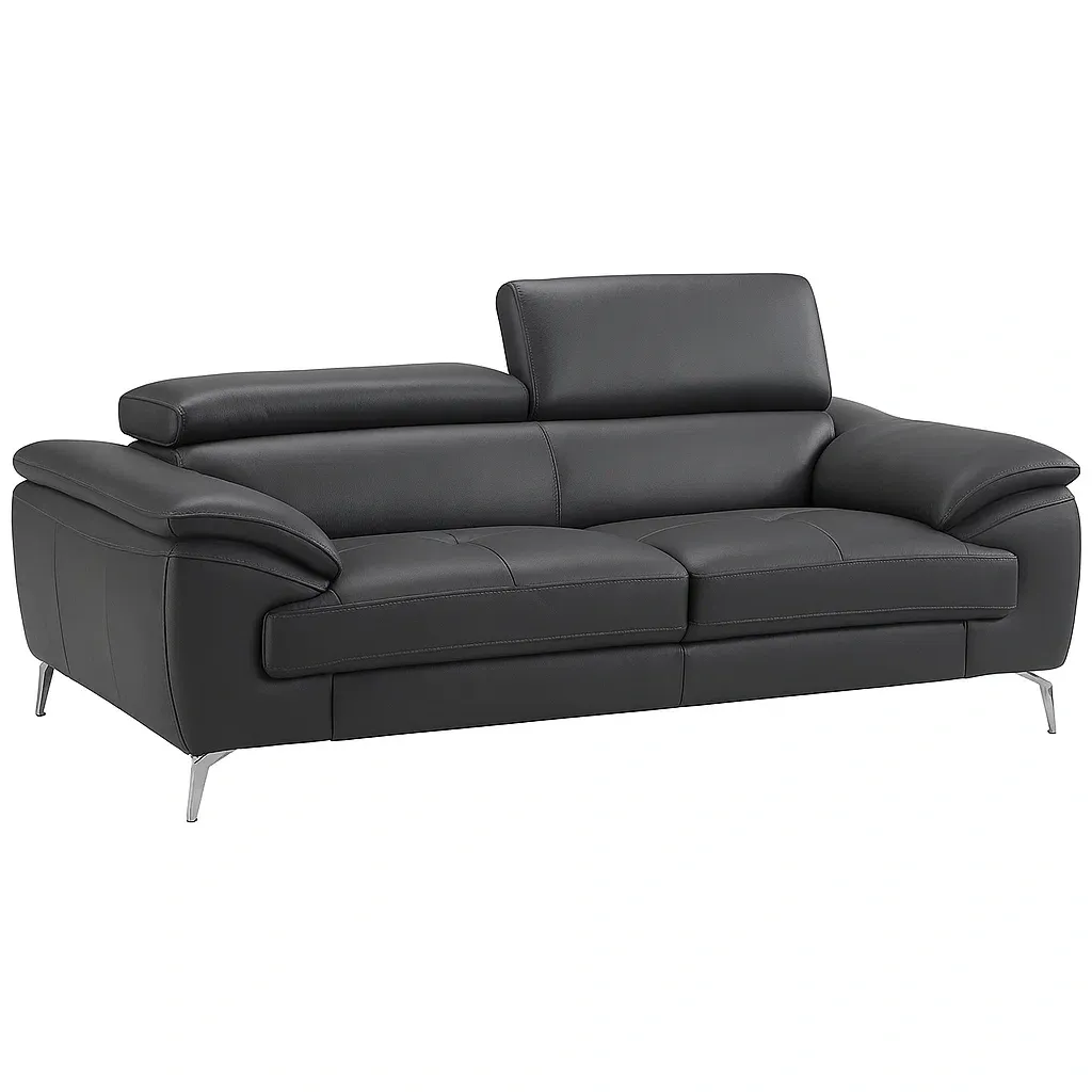 Canapé cuir noir pieds métal-FURNIGLITZ