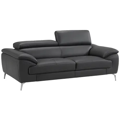 Canapé cuir noir pieds métal-FURNIGLITZ