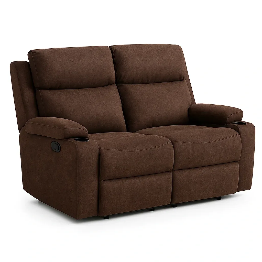 Canapé inclinable 2 places marron tissu-FURNIGLITZ