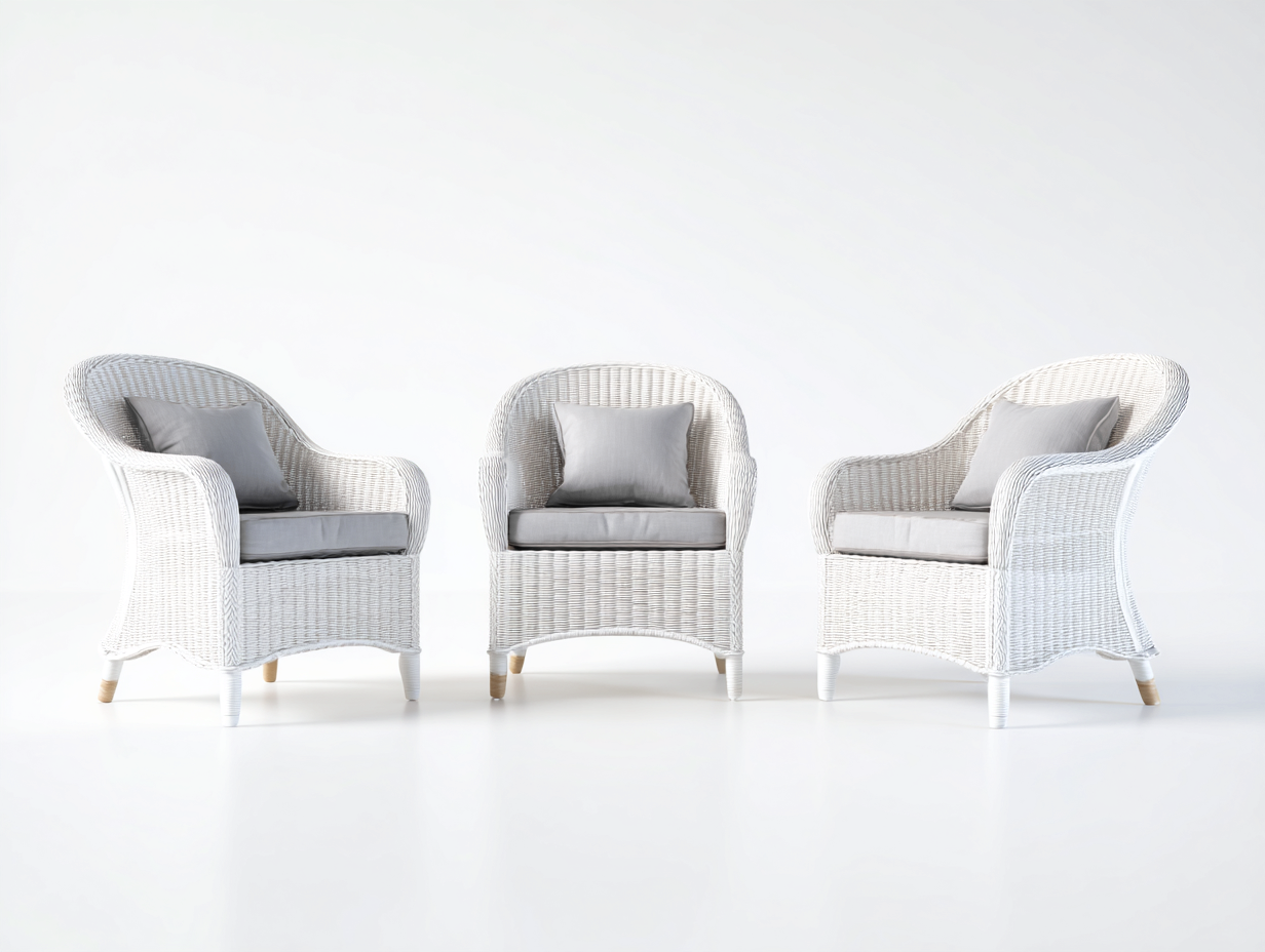 Set di sedie da giardino in rattan 64x67x86 cm - bianco/grigio - per giardino - stile classico