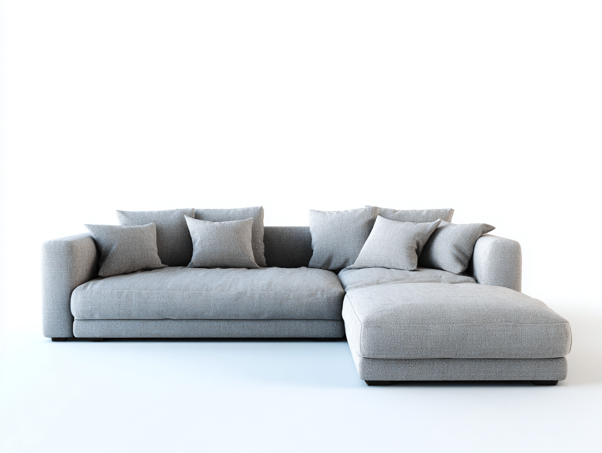 Divano angolare in tessuto 280x170x80 cm - grigio chiaro - per soggiorno - stile contemporaneo