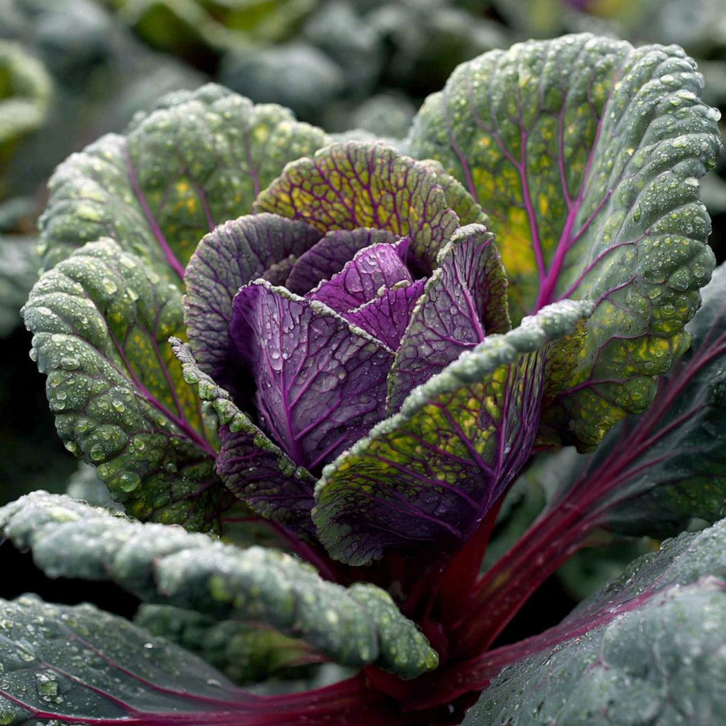 Ornamental Kale (Flowering Cabbage) Seeds – Purple & Green, 40 Count