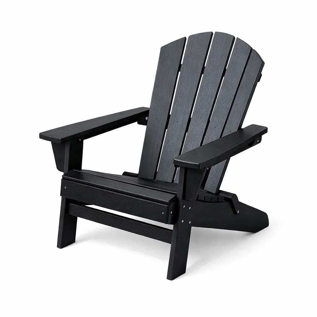 Adirondack Chair Black Polyethylene-VIBEROOMZ