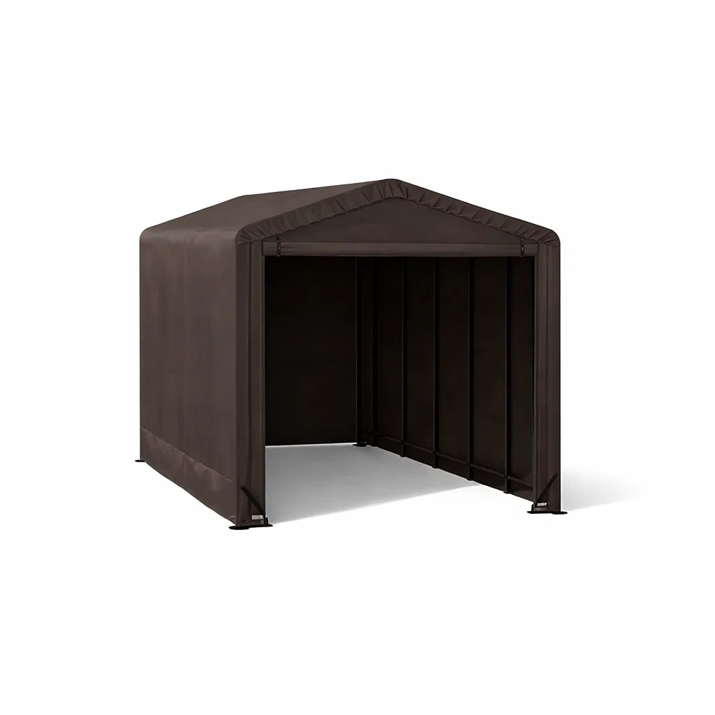 Carport Metal Frame Outdoor Storage Shed Brown Fabric-VIBEROOMZ