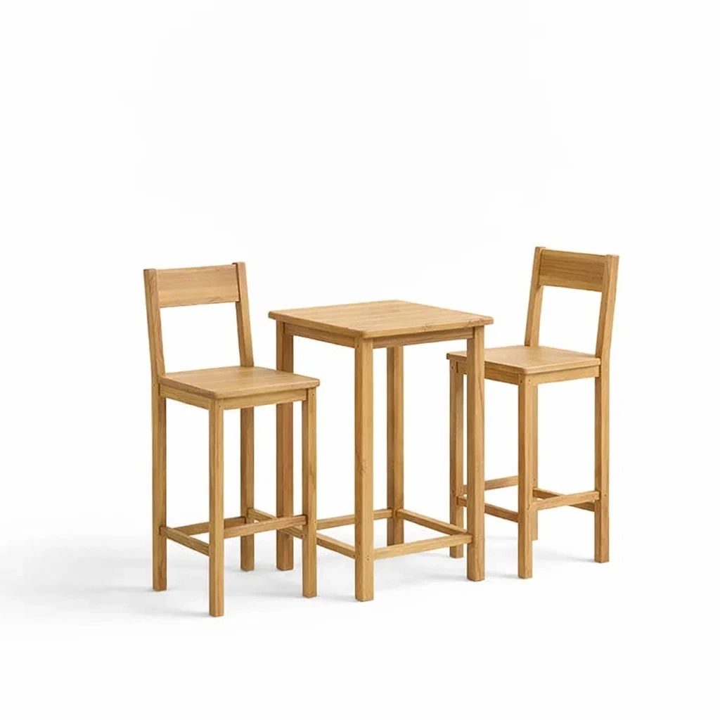 Bar Set 3 Piece Square Shaped Bamboo Natural Finish-VIBEROOMZ