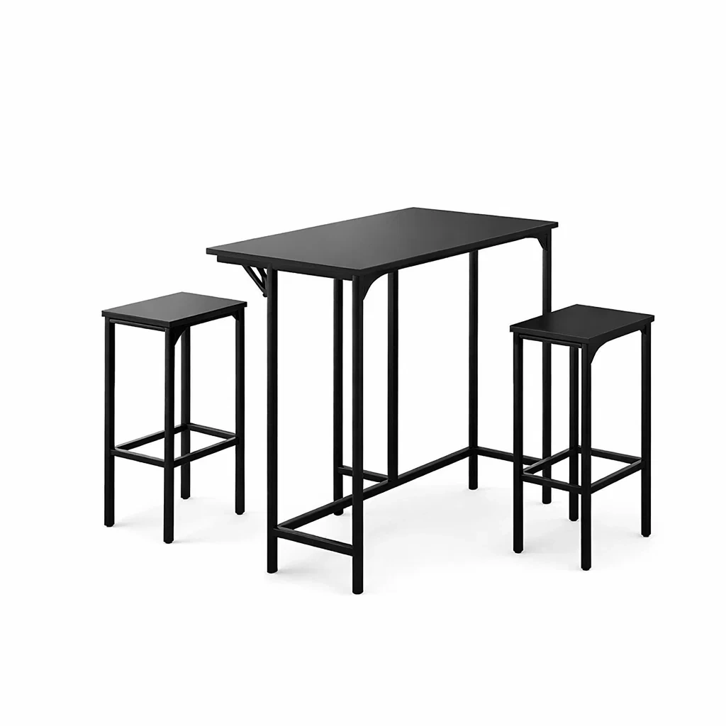 Bar Set Rectangle Metal MDF Black-VIBEROOMZ