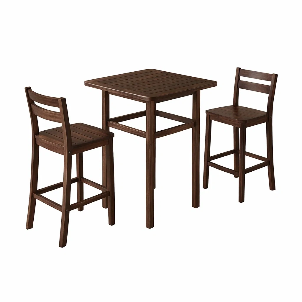 Bar Set 3-Piece Acacia Wood Brown-VIBEROOMZ