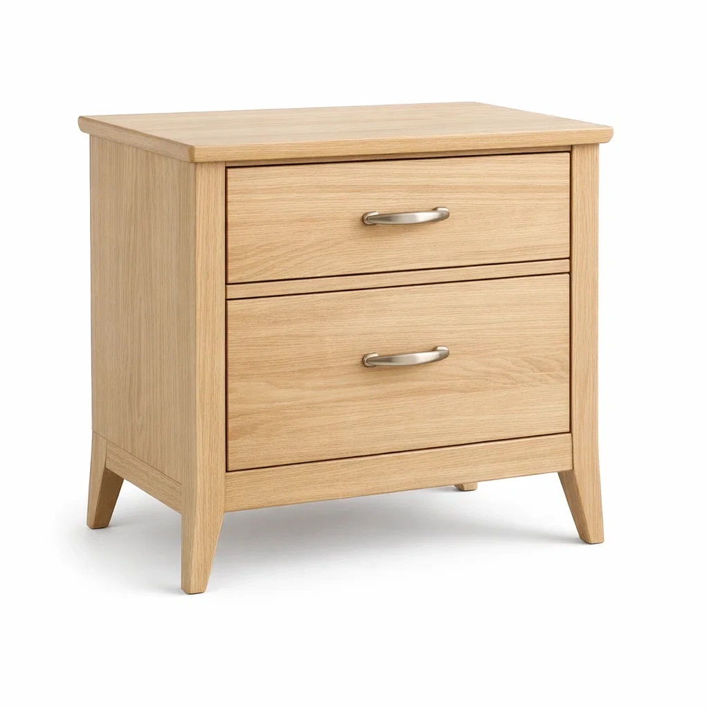 Bedside Table Solid Oak Two-Drawer 50x40x60cm-VIBEROOMZ