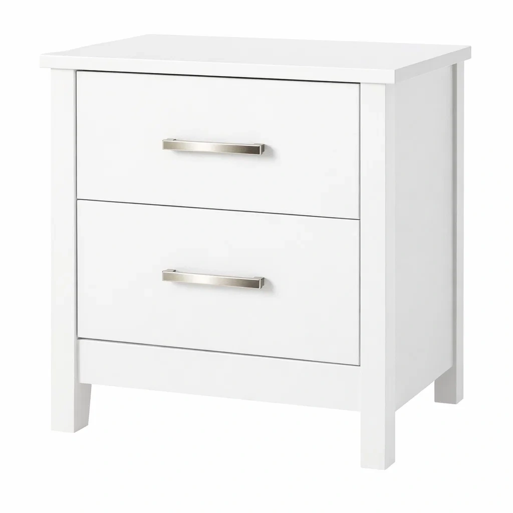 Bedside Table White MDF 2 Drawer 40x48x55 cm-VIBEROOMZ