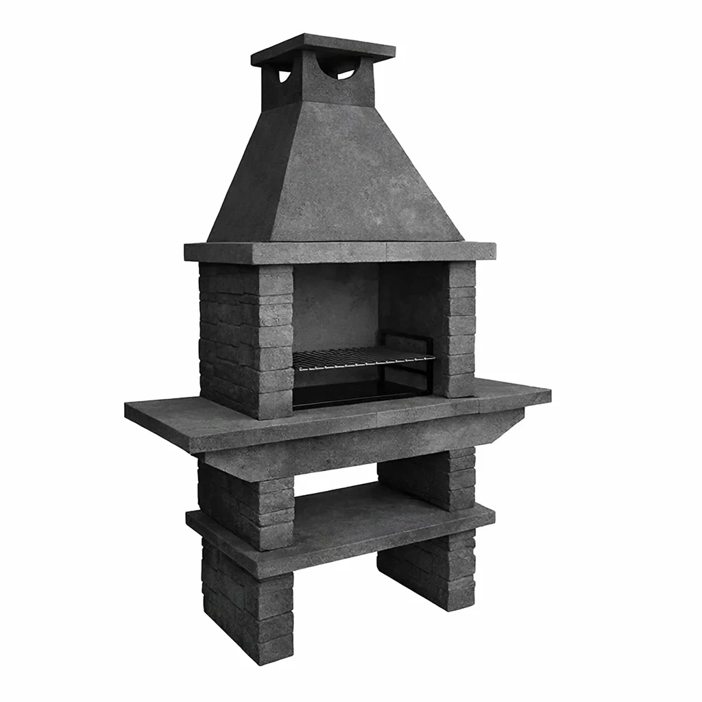 BBQ Grill Concrete Outdoor Station Charcoal Barbecue Black-VIBEROOMZ