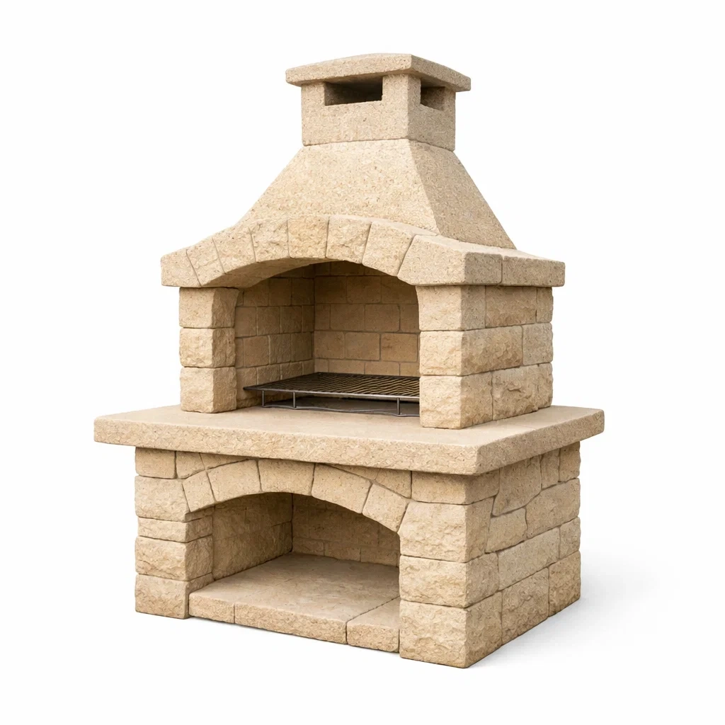 BBQ Grill Beige Concrete Outdoor Structure-VIBEROOMZ