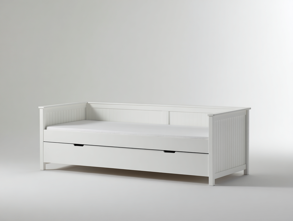 Twin Bed Wood Daybed Frame 80x41x34 inches White for Bedroom Modern Design-Cottaupio