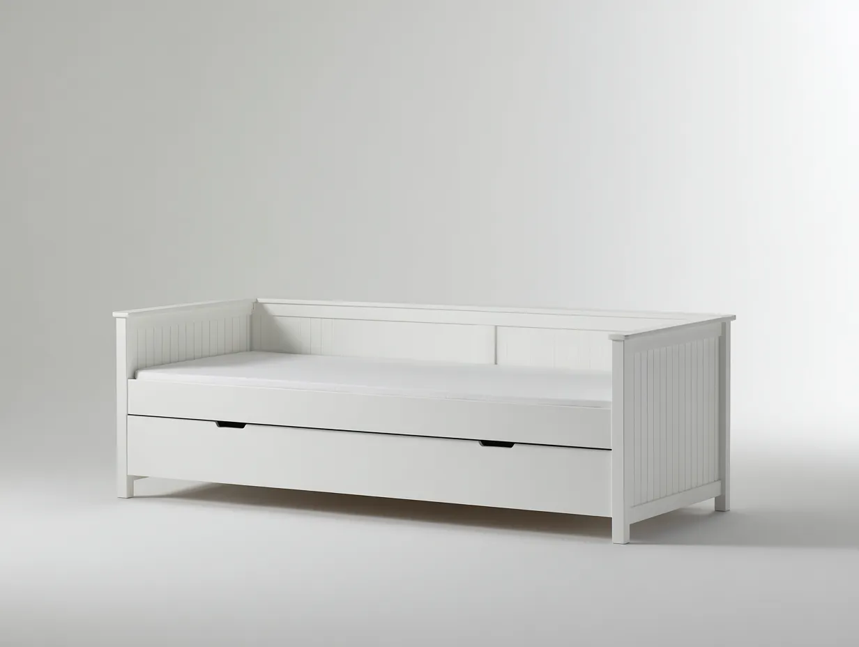 Twin Bed Wood Daybed Frame 80x41x34 inches White for Bedroom Modern Design-Cottaupio