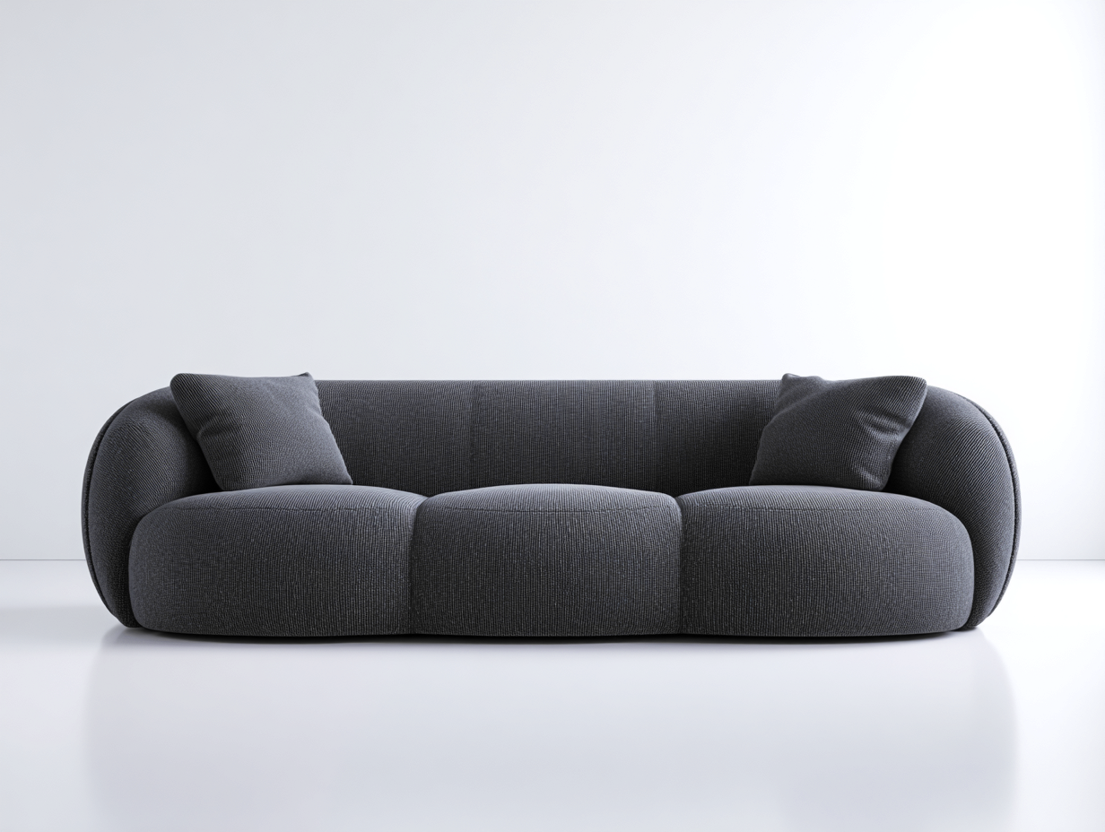 Standard Sofa fabric upholstery 90x40x28 inches - dark gray - modern low profile design-Cottaupio