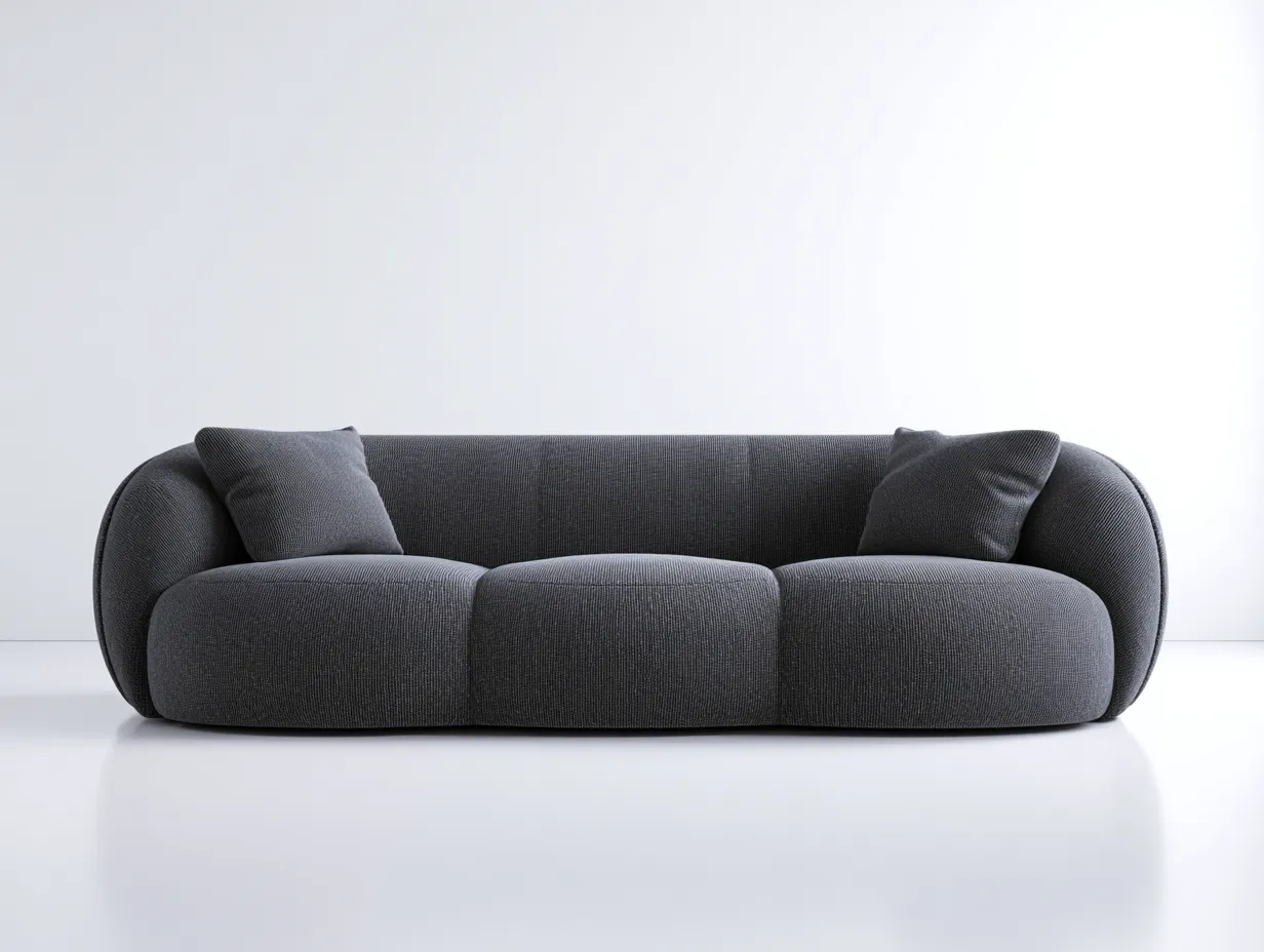 Standard Sofa fabric upholstery 90x40x28 inches - dark gray - modern low profile design-Cottaupio