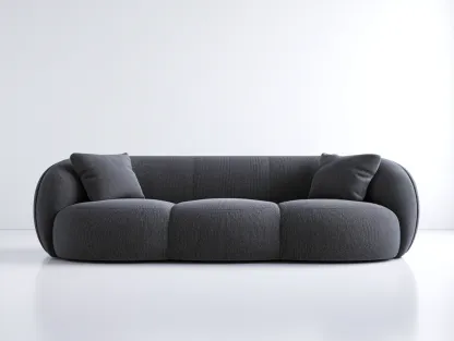 Standard Sofa fabric upholstery 90x40x28 inches - dark gray - modern low profile design-Cottaupio