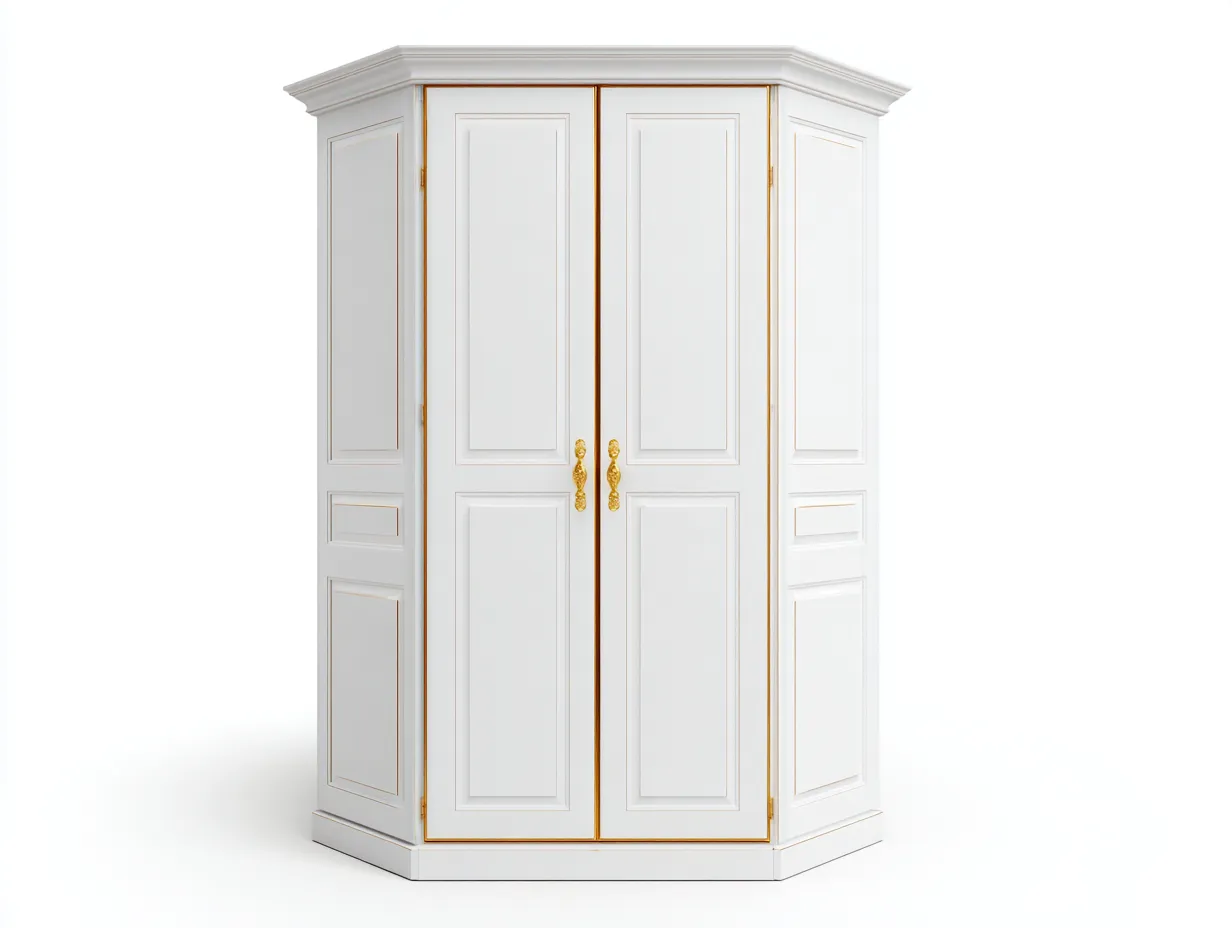 Wardrobe Wood Storage Cabinet 40x22x78 inches - White-Yellow - Classic Design-Cottaupio