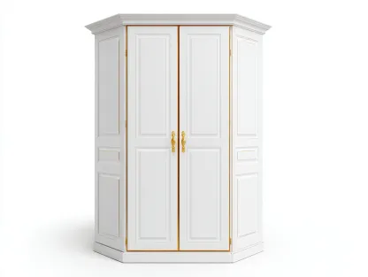Wardrobe Wood Storage Cabinet 40x22x78 inches - White-Yellow - Classic Design-Cottaupio