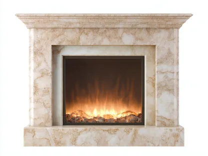 Fireplace built-in stone surround structure 48x14x40 inches beige indoor heating use - classic mantel style-Cottaupio