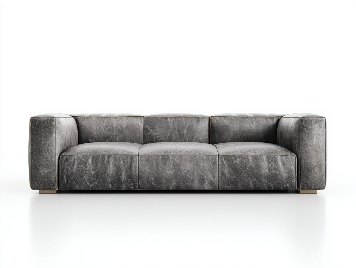 Standard Sofa faux leather upholstery 92x40x30 inches - dark gray - modern minimalist design-Cottaupio