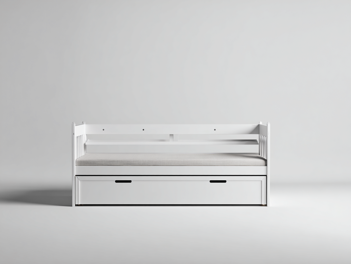 Twin Bed Wood Daybed with Storage 78x42x34 inches - White - Modern Design-Cottaupio