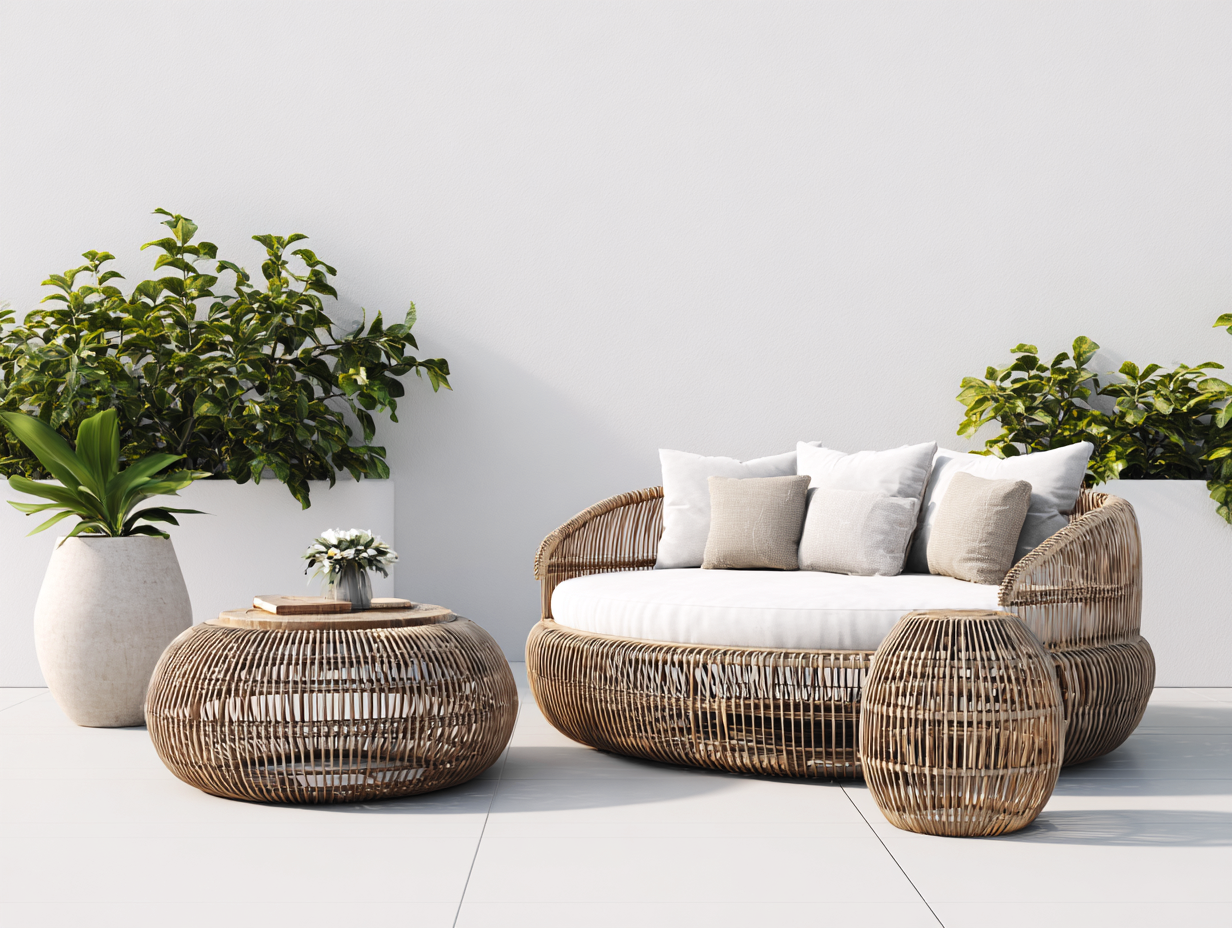 Outdoor Sofa Round Lounge Set 87x87x29 inches Brown for Garden Modern Design-Cottaupio