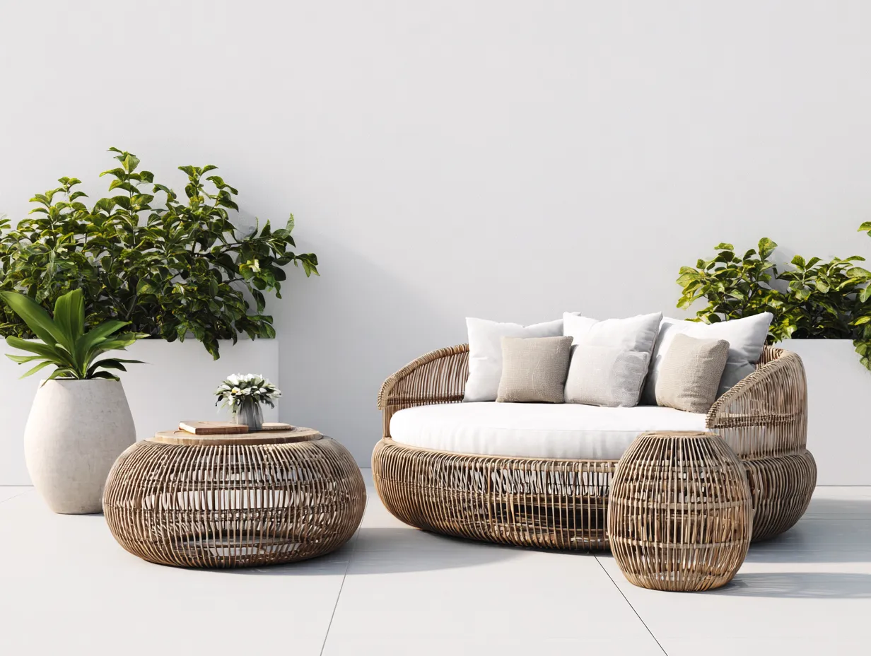 Outdoor Sofa Round Lounge Set 87x87x29 inches Brown for Garden Modern Design-Cottaupio