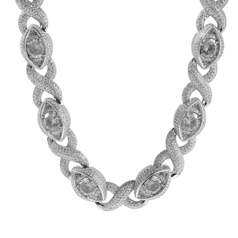 Versatile Exaggerated Silver Infinity Eyes Necklace Men's Fashion Street Necklace