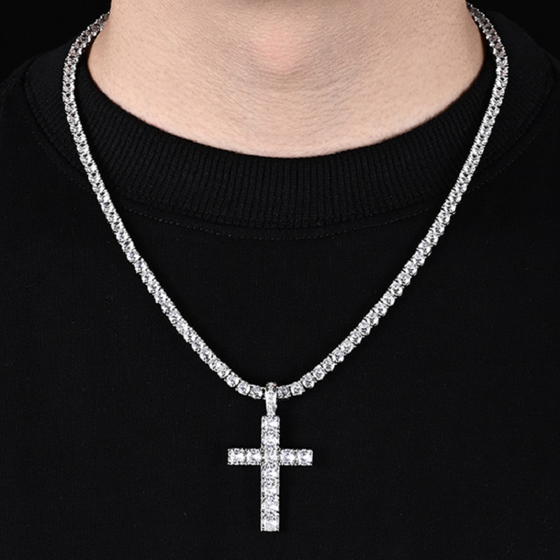 Diamond Zirconia Cross Necklace